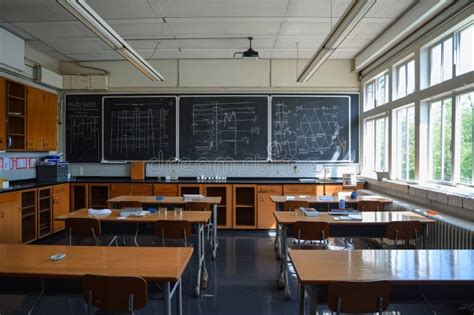 Aula scolastica con banchi di legno, lavagna e arredi d'epoca.
