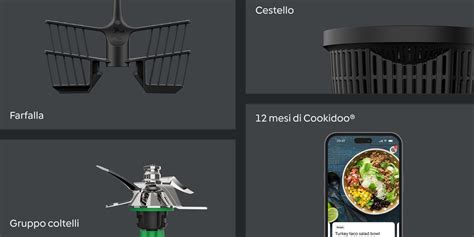 Illustrazione degli accessori del Bimby: Varoma, cestello, farfalla