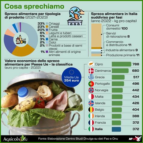 Infografica che mostra la quantità di cibo sprecato a livello globale e i benefici della cucina di recupero