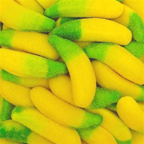 Mini banane gialle gommose ricoperte di zucchero