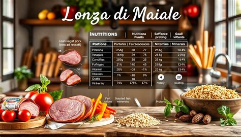 Infografica con i valori nutrizionali della lonza di maiale.