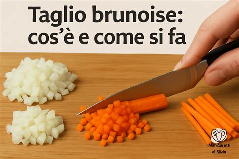 Infografica dimostrativa del taglio a brunoise delle verdure per soffritto.