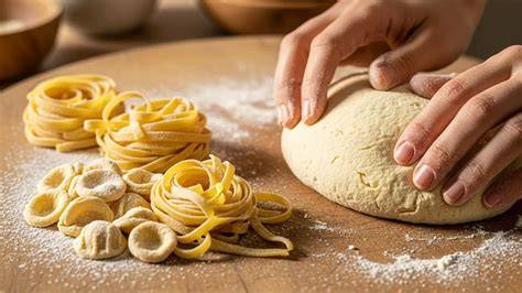 Impasto per pasta all'uovo riposto in un canovaccio
