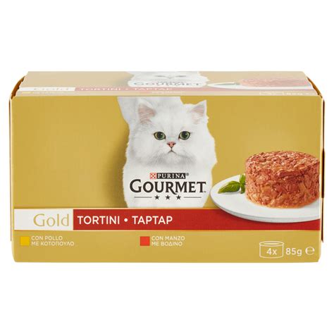 Immagine di una confezione di Gourmet Gold Tortini con i diversi gusti disponibili