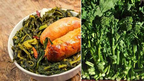 Infografica che illustra le differenze tra la preparazione e il consumo di friarielli a Napoli (street food) e cime di rapa in Puglia (primo piatto).