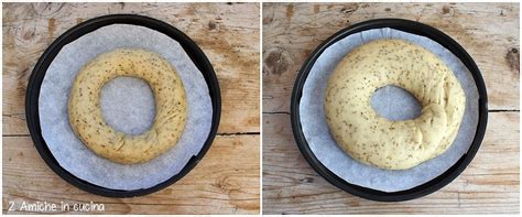 Schema grafico dei passaggi principali per la preparazione della ciambella vegana.