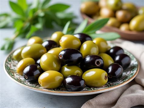 Immagine di olive nere e verdi, con un filo d'olio, per evocare la semplicità degli ingredienti del patè di olive.