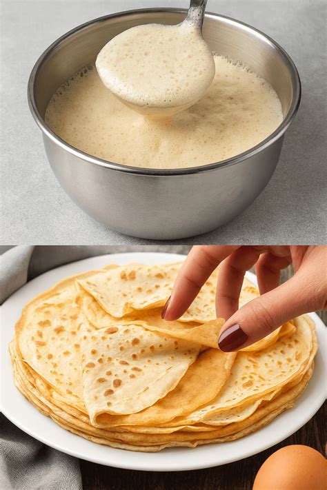 Ingredienti base per la pastella delle crêpes: farina, uova, latte, burro e un pizzico di sale