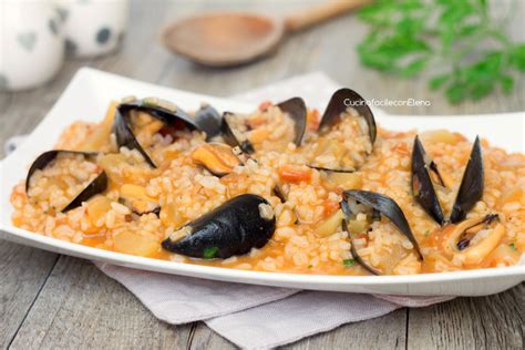 Impiattamento del risotto con cozze e patate