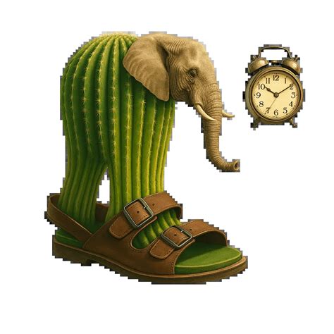 Illustrazione surreale di Lirilì Larilà, l'elefante-cactus.