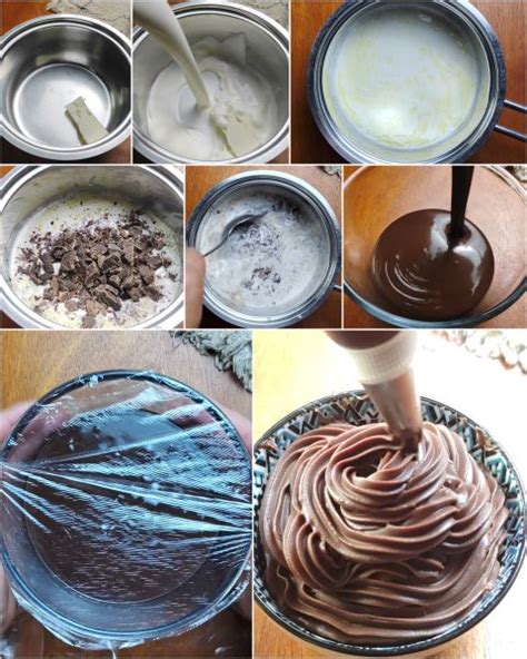 Schema della preparazione della ganache con cioccolato, panna e burro