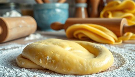 impasto per pasta fresca disposto a fontana sulla spianatoia