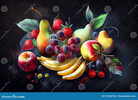 Illustrazione di vari tipi di frutti commestibili, sia di origine vegetale che marina.