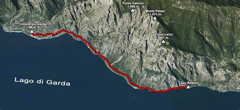 Mappa della zona di Limone sul Garda con indicata la posizione della frana sulla statale 45-Bis.