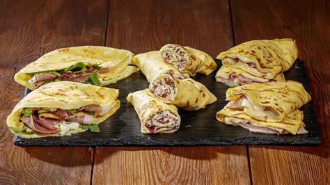 Immagine di diverse varianti di crepes salate