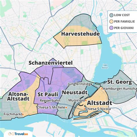Mappa dei quartieri di Amburgo con indicazione dei prezzi medi di affitto