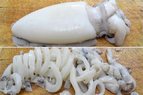parti della seppia da pulire e tagliare