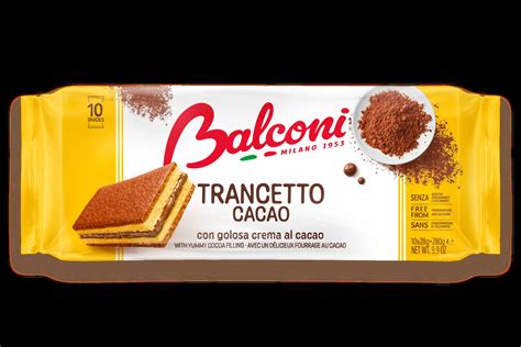 Immagine dei prodotti iconici Balconi: Trancetto Cacao, Torta Tiramisù e Trancetto Albicocca