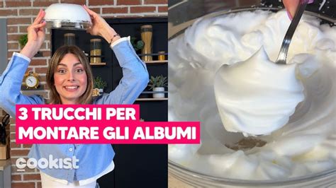 infografica che mostra i passaggi per montare gli albumi a neve