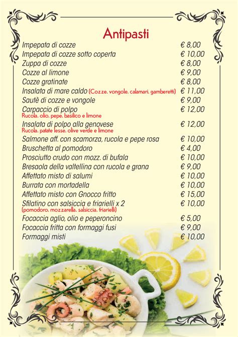 Dettaglio dei prezzi del menù all you can eat