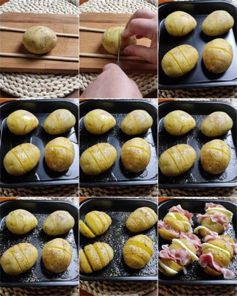 Schema dei passaggi per la preparazione delle patate ripiene