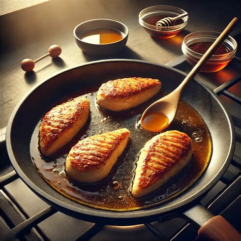 foto di filetti di pollo glassati con salsa al miele e aceto balsamico