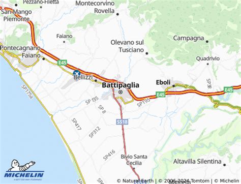 Mappa di Battipaglia con evidenziata Via Ricasoli