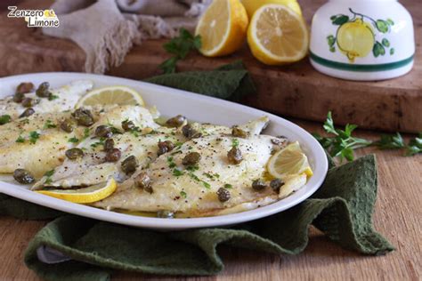 Filetti di orata al limone e capperi in primo piano