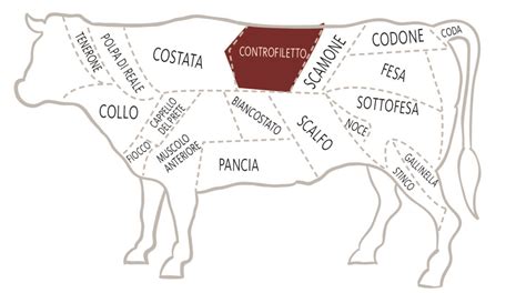 taglio di controfiletto di manzo con marezzatura