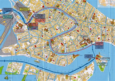 mappa storica di Venezia con l'ubicazione dei Lazzaretti