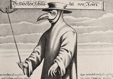 illustrazione di un medico con la maschera a becco del XVII secolo