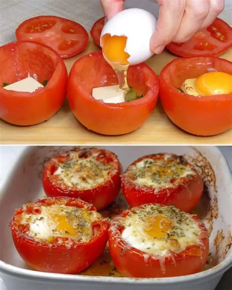 Pomodori ripieni pronti per essere infornati, farciti con un composto a base di ceci e pangrattato senza glutine, con semi decorativi in superficie.