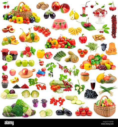 Illustrazione di diverse varietà di frutta e ortaggi sani e succosi