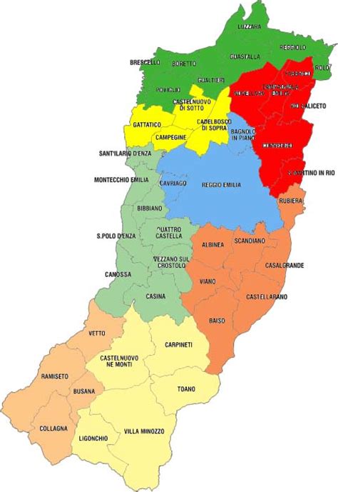Una mappa stilizzata della provincia di Reggio Emilia, evidenziando il territorio di origine dei tortelli di zucca.
