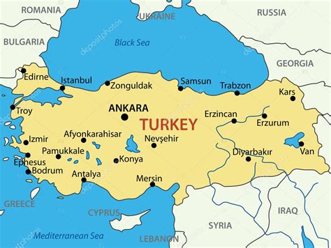Mappa della Turchia con evidenziata la regione sud-orientale dell'Anatolia