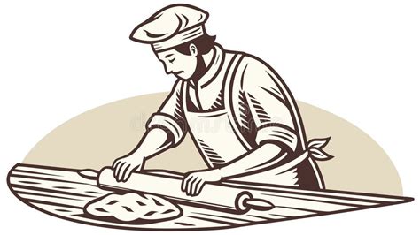 Illustrazione storica di un fornaio che prepara dolci pasquali