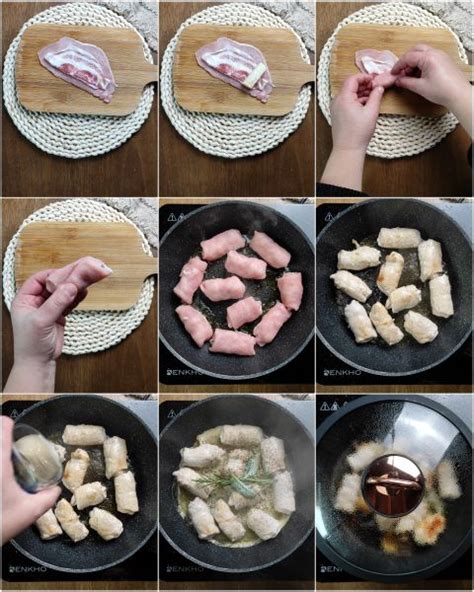 schema di assemblaggio degli involtini di pancetta