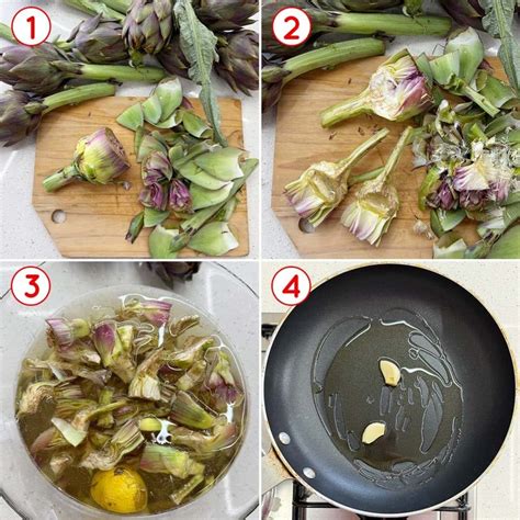 infografica con i passaggi per la pulizia e cottura dei carciofi