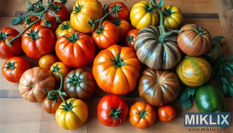 Varietà di pomodori antichi con diverse forme e colori