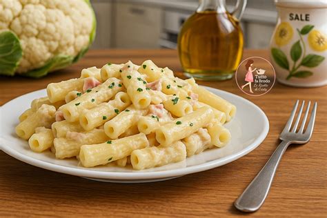 Immagine di un piatto fumante di pasta e cavolfiore con ingredienti freschi