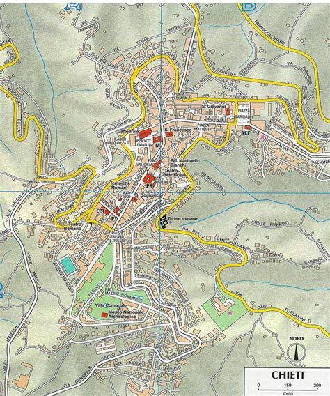 Mappa di Chieti con evidenziati i locali di interesse culinario
