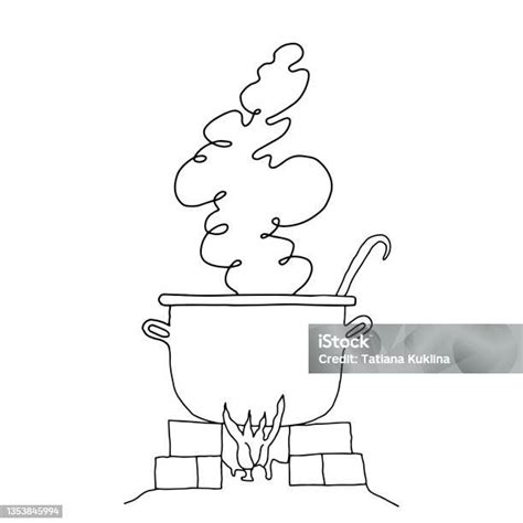 Illustrazione stilizzata di una zuppa fumante con ingredienti insoliti, evocando un senso di mistero e tradizione.