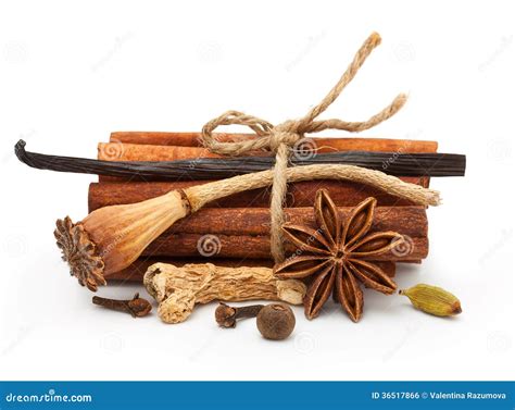 Immagine di spezie aromatiche come vaniglia, anice stellato, cannella e zenzero