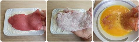 fettine di carne passate nella farina, uovo e pangrattato