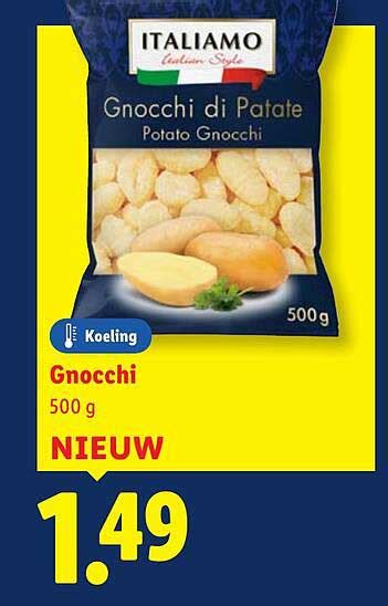Confezione di Gnocchi di Patate Lidl con dettagli sull'etichetta