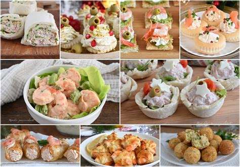 Varietà di antipasti di pesce freddi, con carpacci, insalate e gamberoni, disposti su un tavolo elegante.