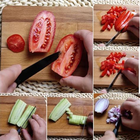 Preparazione dell'insalata: taglio delle verdure e preparazione del condimento.
