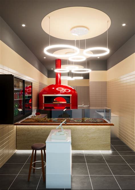 Interno di una pizzeria con arredamento in stile anni '90, tavoli occupati da gruppi di amici