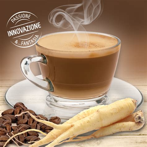 Immagine di diverse miscele di caffè al ginseng in barattoli e bustine.