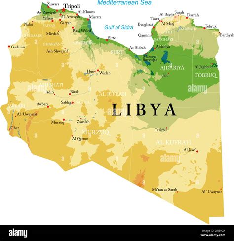 Mappa della Libia con evidenziate le principali città e regioni controllate dai diversi attori politici